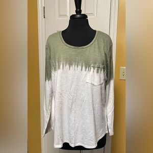 a.n.a Green and White Ombre Long Sleeve Tee